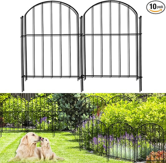 21in(H) x 10ft(L) 10 Panels Garden Fence Animal Barrier No Dig, Rustproof Arched Small Metal Fencing, 1.5in Gap Fence Border, Outdoor Decorative Fence for Yard Dogs Rabbits