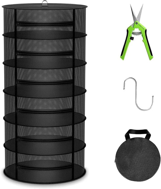 MARS HYDRO Herb Drying Rack, 2 ft 6 Layers Hanging Mesh Plant Racks with Zipper, Grow Tent Drying Rack for Herbs, Flowers, Seeds
