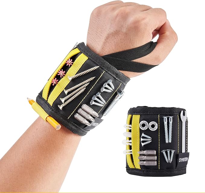 Gifts for Dad, Lanyard Magnetic Wristband for Tools, Birthday Gifts for Men, Lightweight 1680D Double Oxford Fabric, 12 Super Strong Magnets, Gifts for Men, Women, Yellow