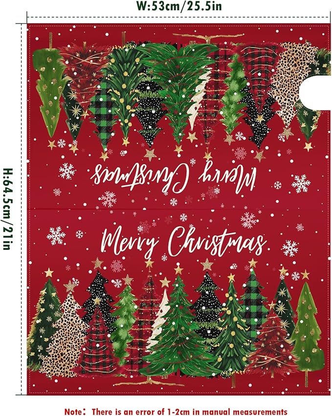 Merry Christmas Large Mailbox Covers Magnetic Oversized Xmas Tree Mail Box Cover Winter Snowflake Mailbox Wraps for Outside Garden Yard 25.5x21 inch Happy New Year Red