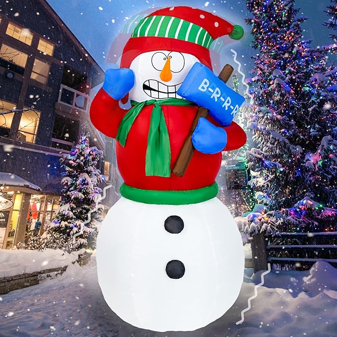 DearSun 6FT Christmas Inflatable Shaking Snowman Wearing Red Sweater Outdoor Inflatable with Build-in LED Lights Big Yard Party Decoration