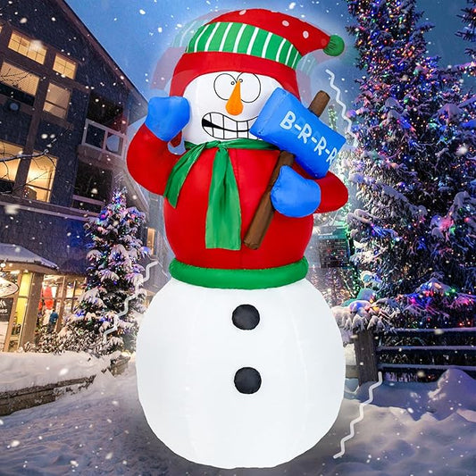 DearSun 6FT Christmas Inflatable Shaking Snowman Wearing Red Sweater Outdoor Inflatable with Build-in LED Lights Big Yard Party Decoration