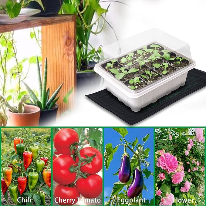 Aiicioo Seedling Heat Mats 4 Pack with Temperature Control 10"x 20.75" Warm Hydroponic Heating Pad for Plants Grow Seed Starting Germination, Greenhouse, Brewing