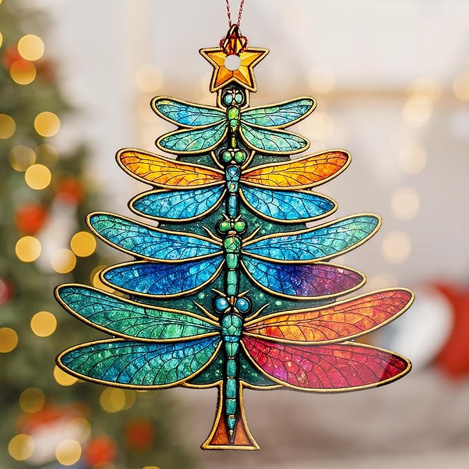 Women 2025 - Christmas Ornaments - Dagonfly Ornament - Dragon Fly Gift for Women - Dragonfly Gifts - Dragonfly Ornaments - Christmas Ornament 2025 - RUSATEN ONM-540-RST-CRMfly