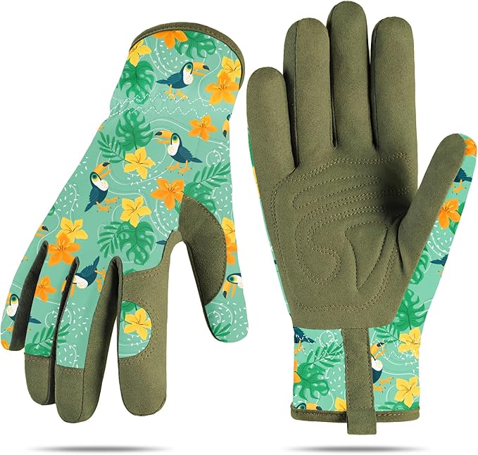 Garden Gloves for Women, Leather Garden Glove for Women Thorn Proof No Stab for Gardening, Weeding, Working, Digging, Planting, Pruning