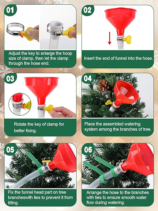 MADHOLLY Christmas Tree Watering Funnel - Fixed with Cable Ties Clamp, No Leakage, Stable Tree Watering Can System Device Spout Plant Watering Tool for Xmas Tree