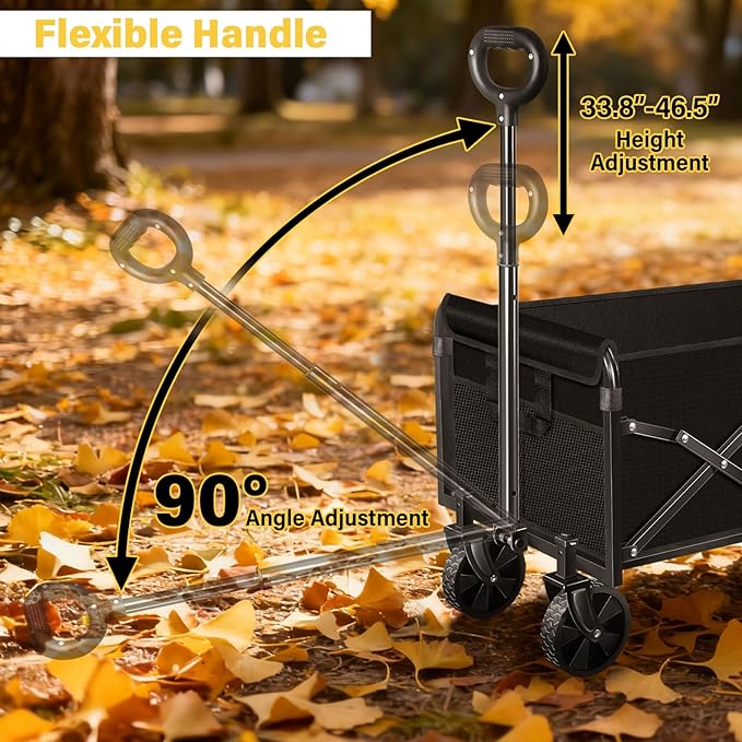 Foldable Collapsible Wagons Carts with Wheels — Folding Utility Wagon Cart Portable & Easy to Store for Groceries,Apartment Moving,Sports & Garden|Collapsible Wagon for Yard Work&Shopping,Graphite