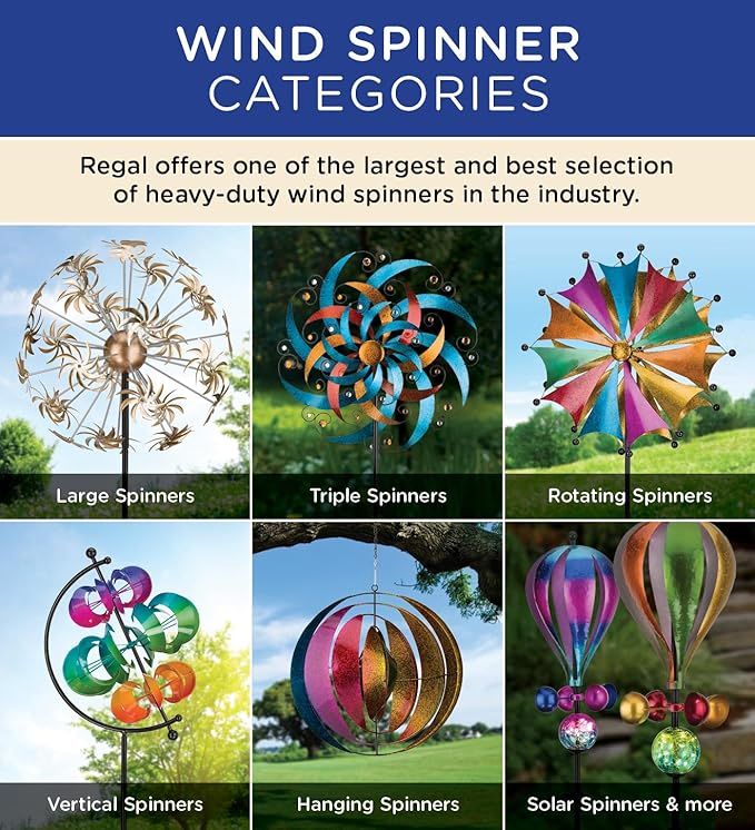 Regal Art & Gift Twister Wind Spinner – Metal Yard Decorations Outdoor | Kinetic Garden Spinner for Lawn, Pathway, or Flower Bed | Weather-Resistant Outdoor Sculpture - 71.5 Inch