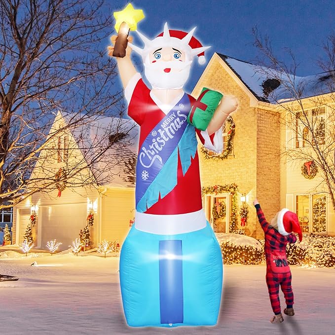 DearSun 8FT H Giant Animated Christmas Inflatable Santa Claus, Blow up Christmas Santa with Build-in LED Lights Outdoor Indoor Holiday Garden Yard Decoration