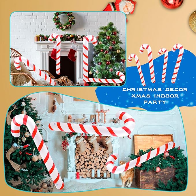 8 Pcs 47 Inch 35 Inch Christmas Inflatable Candy Canes Large Blow Up Candy Canes Balloons for Outdoor Christmas Holiday Party Decorations (Color Style 1)