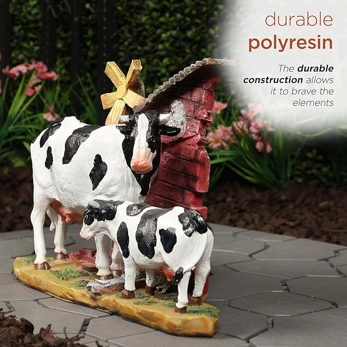 Alpine Corporation GDS188 Polyresin Cow and Calf Statue Decor, Stylish Statuary Decor for Garden, Patio, and Lawn, 11" H, Multicolor