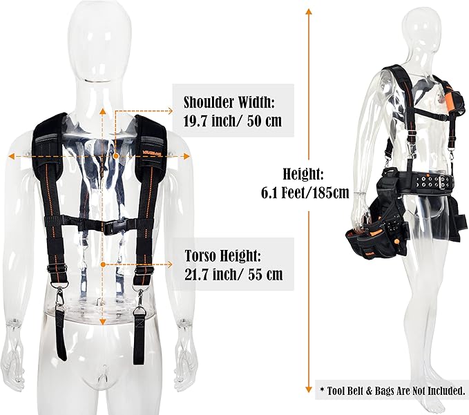 WELKINLAND 2.5" Tool belt suspenders, Tool belt suspenders for men, Tool suspenders for men, Tools suspenders