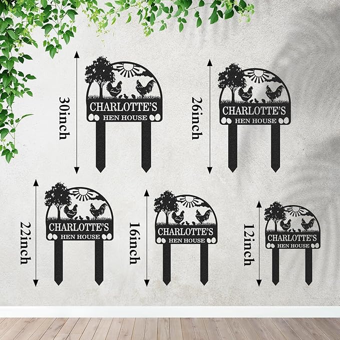 Personalized Metal Chicken Coop Sign, Custom Name Chicken Coop Signs for Outside, Decorative Garden Stakes, Metal Yard Art, Backyard Farmhouse Decor, Chicken Gifts for Women Man Color01