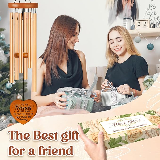 Best Friend Birthday Gifts for Women, Unique Friendship Gifts for Women, Ideas Wind Chimes for BFF, Soul Sister, Unique Outdoor Garden Decor for Female 36" Wind Chime