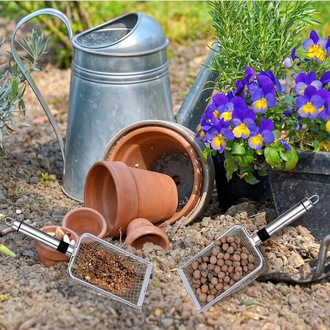 4 Pcs Gardening Soil Sifter, 4" W Garden Sieve Sifter with Handle Portable Gardening Sifter for Gardening Sand Soil Dirt Compost (2/2.8/3.8/5 mm Mesh)