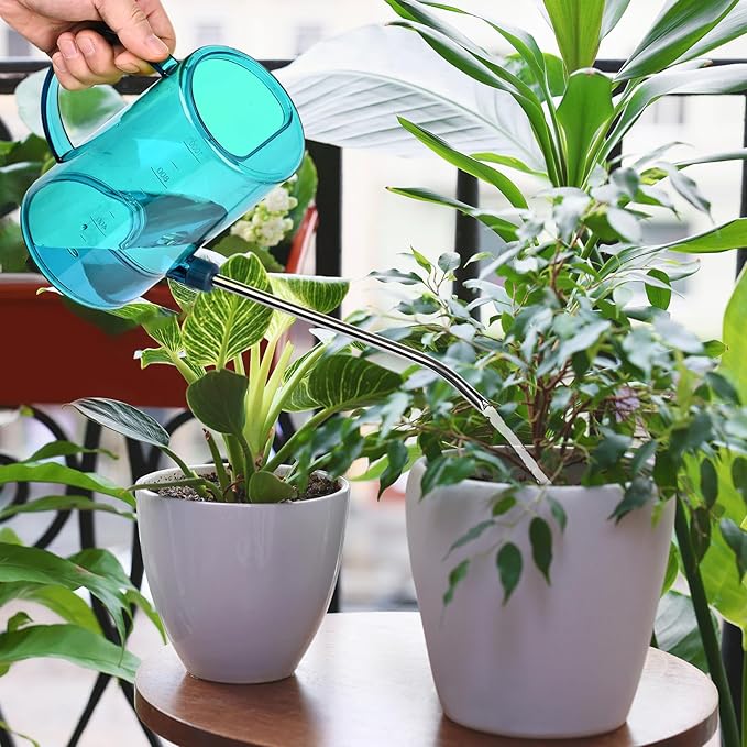 Plastic Watering Can - with Long Spout - 1/4 Gallon - 34 Oz - Sky Blue