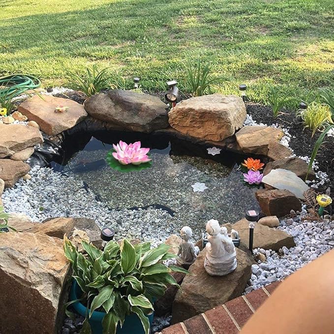 Superdream Water Floating Foam Large Lotus Flower for Pond Decor, Set of 6
