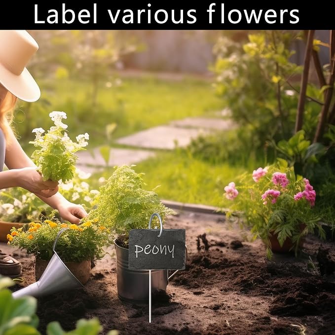 20Pack Silver Plant Label Hooks,Rust-Proof Garden Stake Markers, 30cm/11.81in Plant Sign Supports for Flowers, Planters, and Containers.