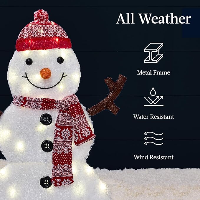 Best Choice Products 4ft 4-Piece 2D Lighted Christmas Snowman Family Set, Large Outdoor Yard Decor Holiday Decoration w/ 160 Twinkling LED Lights