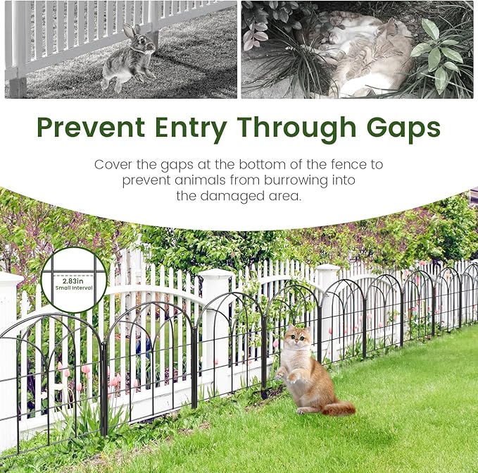 Garden Fences Animal Barrier, 12.55"*16.48" Black Garden Border Fencing, Arched Rustproof Metal No Dig Fence for Dogs, Outdoor Fence, Dog Fencing for Yard, Flower Bed (Medium 19 Pcs)