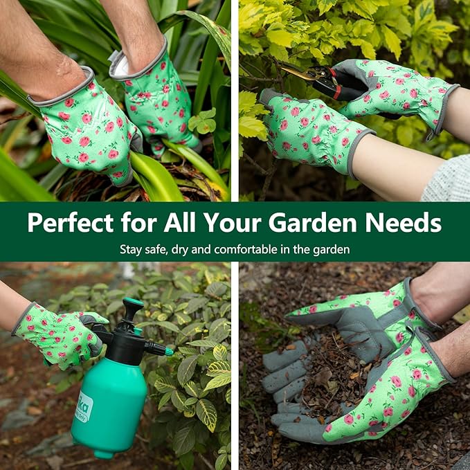 Gardening Gloves for Women,Breathable Leather Work Gloves Thorn Proof Garden Gloves for Yard Garden (Gray)