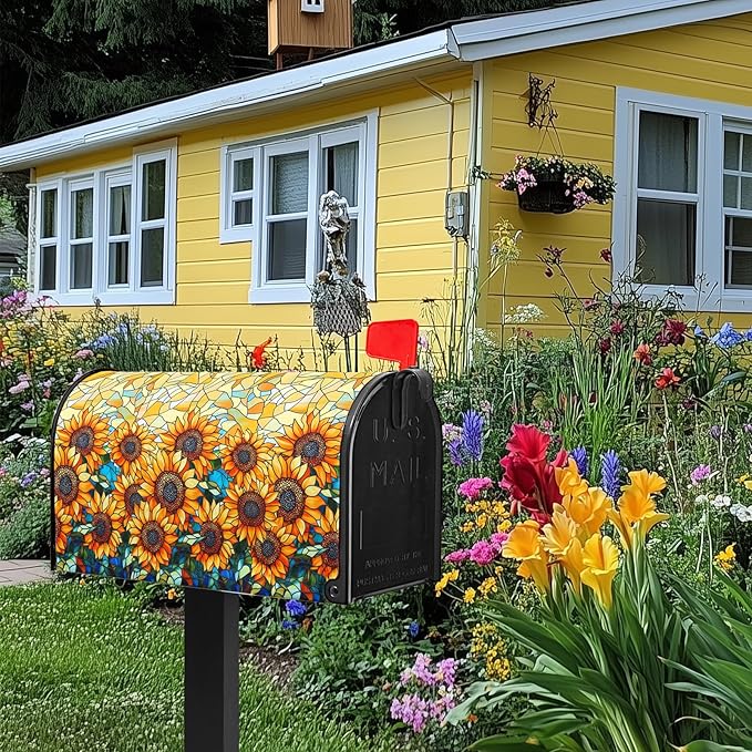 Sunflower Mailbox Covers Magnetic Standard Size Summer Mailbox Cover Fall Vintage Floral Mail Box Covers 21x18 inch Autumn Beautiful Flower Post Letter Box Wraps for Outdoor Garden Decor