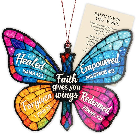 Christmas Christian Gifts for Women Ornament 2025 - Butterfly Gifts for Women, Christian Cross Christmas Ornament, Religious Christmas Ornaments, ONM-532-RST-ButterflyC