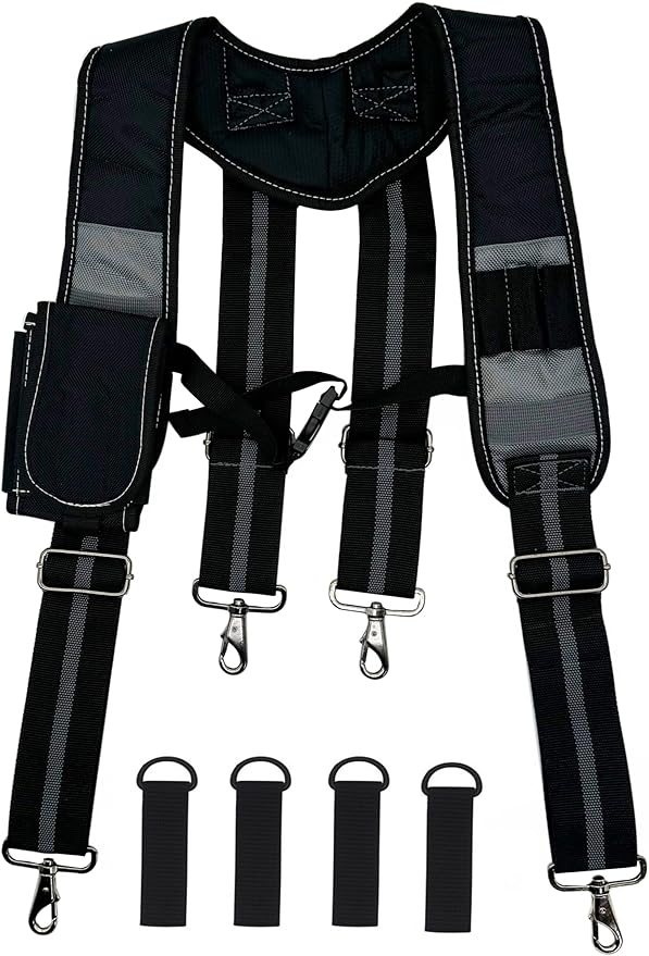 Cedriany Tool Belt Suspenders for Work Belt Suspenders Heavy Duty Padded with Attachment Loops for Men