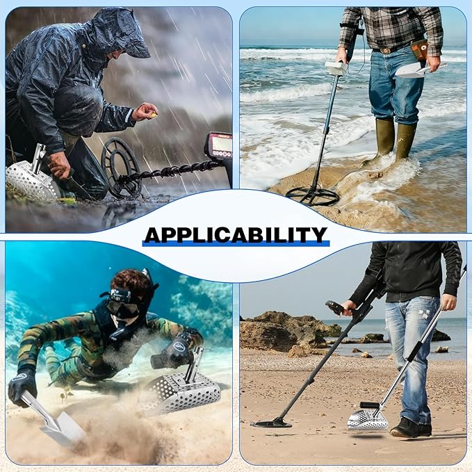 Sand Scoops for Metal Detecting, Metal Detecting Accessories, Beach Metal Detector Scoop, Sand Sifter Shovel for Underwater Treasure Hunting