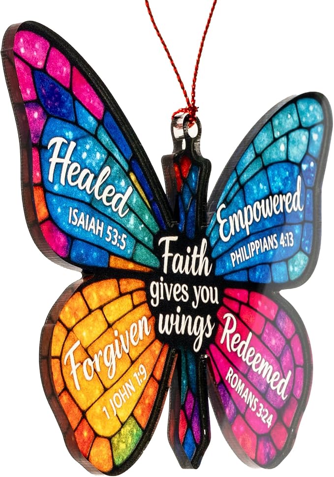 Christmas Christian Gifts for Women Ornament 2025 - Butterfly Gifts for Women, Christian Cross Christmas Ornament, Religious Christmas Ornaments, ONM-532-RST-ButterflyC