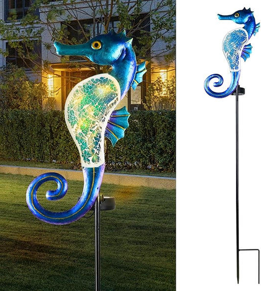 Yiosax-Solar Outdoor Lights Decorative-Yard Outdoor Decor-Garden Stakes Seahorse Decorations Waterproof 7 LED Light Decor Ocean Beach Theme for Lawn Path Yard Decoration Gift Idea Mom Women