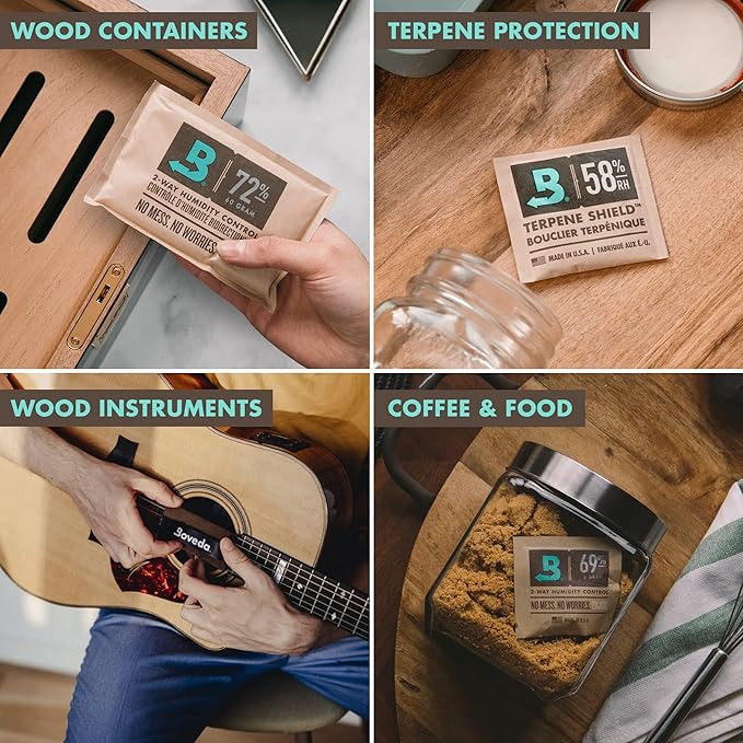 Boveda 72% Two-Way Humidity Control Pack for Storing Up to 25 Items – Single – for Wood Containers – Moisture Absorber – Humidifier Pack – Individually Wrapped Hydration Packet