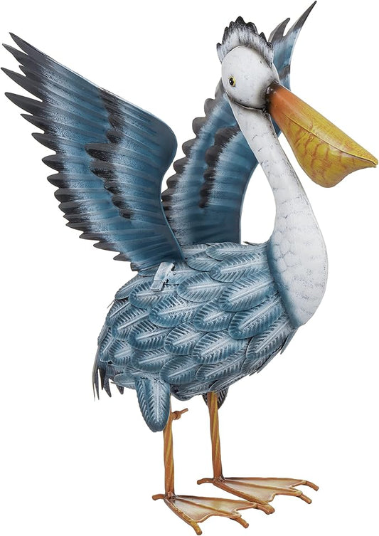 TERESA'S COLLECTIONS Pelican Outdoor Statues for Patio Decor,19.7" Metal Coastal Ocean Spread Bird Garden Statues & Sculptur for Yard Decorations Outdoor,Garden Decor for Outside Porch,Gifts for Mom