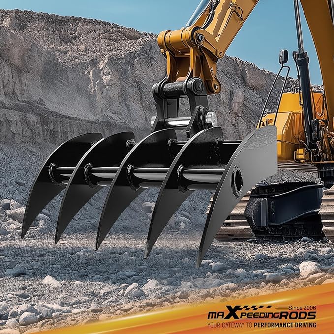 maXpeedingrods Mini Excavator Rake, Wide Backhoe Rake for 0.8-1.5T Excavators, Hydraulic Tilt Excavator & Backhoe Attachment for Excavator