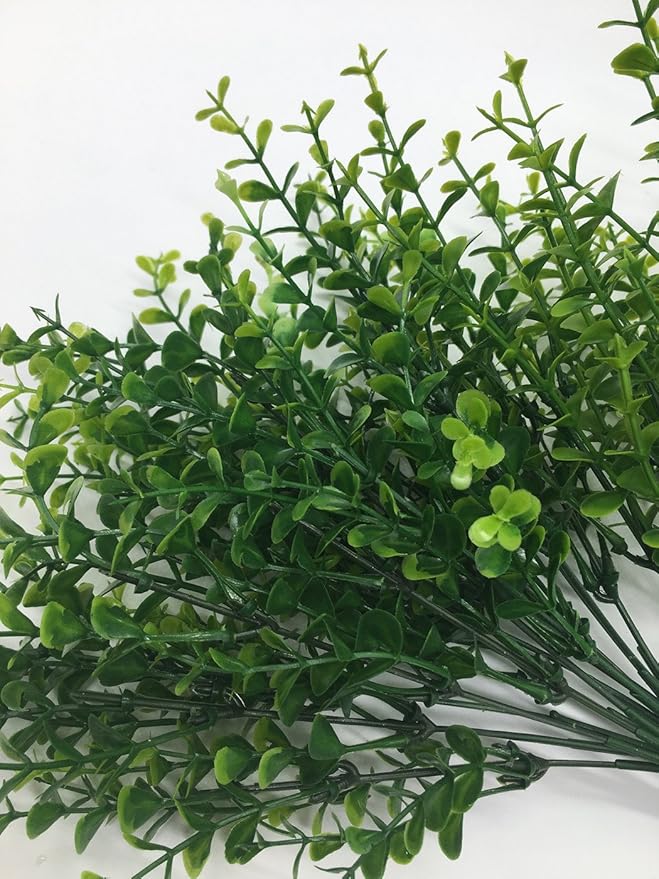 CATTREE Artificial Eucalyptus Leaves, Plastic Fake Shrubs Bushes Green Plants Wedding Indoor Outdoor Home Garden Verandah Kitchen Office Table Centerpieces Arrangements Christmas Decoration 4 pcs
