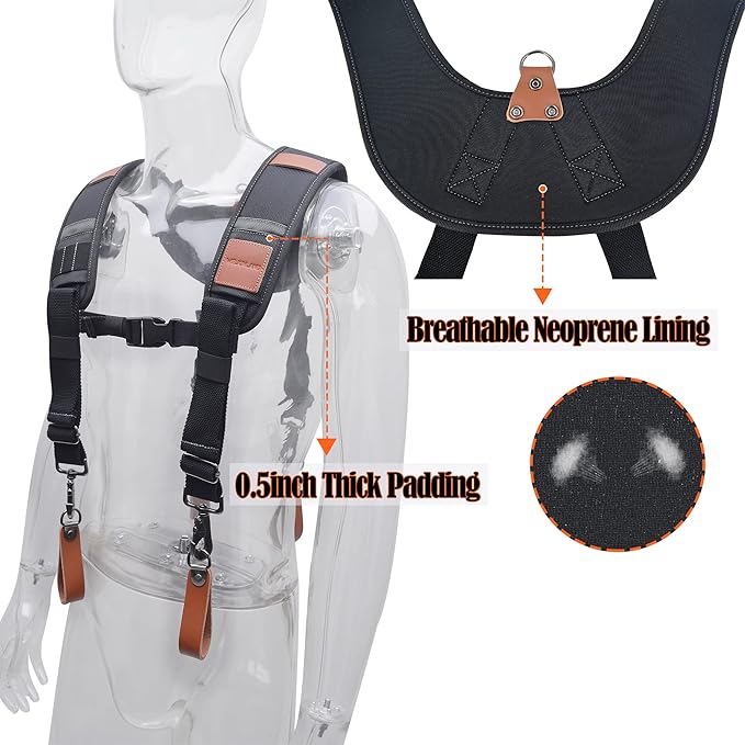 WELKINLAND Heavy-Duty leather tool belt suspenders, Leather tool bag suspenders, Carpenter suspenders, Construction tool belt for men