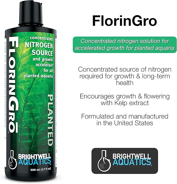 Brightwell Aquatics Florin-Gro - Concentrated Nitrogen Solution for Accelerated Growth for All Planted Aquaria, 250 ml
