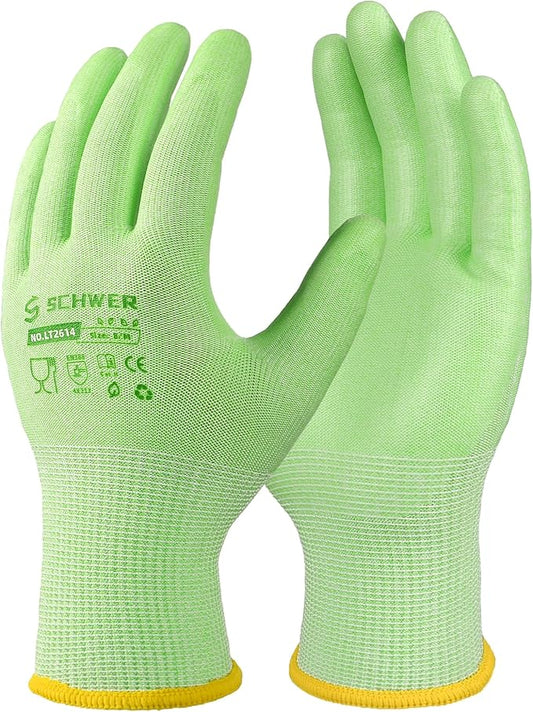 Schwer 12 Pairs Gardening Gloves, Water-based PU Coating, Ultimate Environmental Safety, Comfortable and Breathable Garden Gloves for Men and Women, Working Gloves for DIY, Outdoor Activities, XL