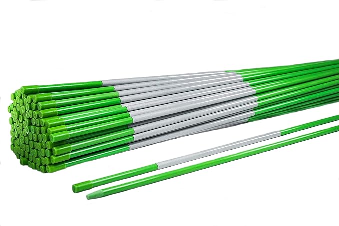4ft Pro Snow Stakes - 48" x 5/16" Driveway Markers, Pointed Tip, Hy Viz Reflective Tape, Armor Cap (Choose Color/Quantity) (20, Green)