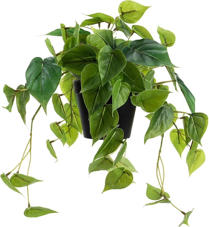 Artificial Scindapsus Aureus, Realistic Fake Plant with Plastic Pot for Home Office Garden Decoration 1 Pack(8in H)