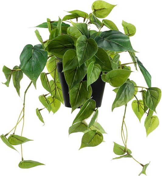 Artificial Scindapsus Aureus, Realistic Fake Plant with Plastic Pot for Home Office Garden Decoration 1 Pack(8in H)
