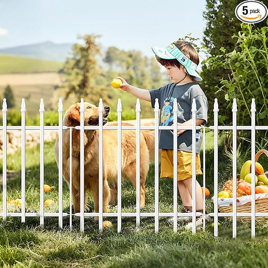 Metal Garden Fence 24" W x 24" H (10 Panels, Total 20 ft), Decorative Border Folding Fence, Landscape Fencing for Flower Bed, Yard, Animal Barrier