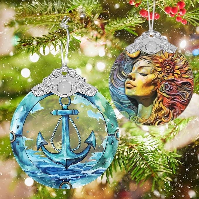 Christmas Ornaments - Stained Glass Decor - Christmas Tree Decorations - Gifts for Friends & Gift Exchange