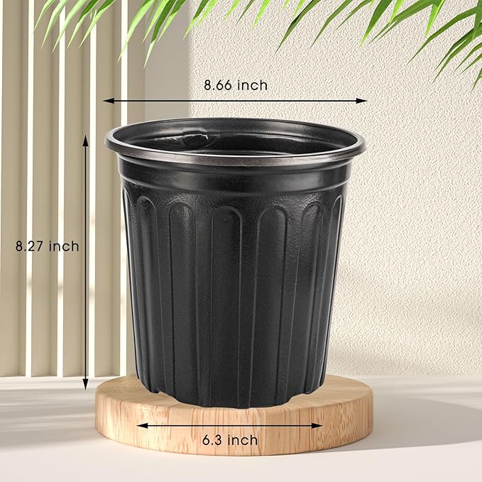 24Pack 2 Gallon Flexible Plant Nursery Pots, Soft Plastic Seedling Pots, Seed Starting Pot Flower Plant Container for Succulents, Cuttings, Transplanting Seedlings - Black