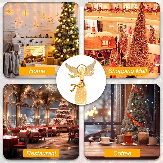 5.6FT Lighted Christmas Angel Outdoor Pre-lit 3D Glittered Angel Lighted Up Standing Ornament Outdoor Indoor Christmas Decoration for Home Lawn Yard Garden Display