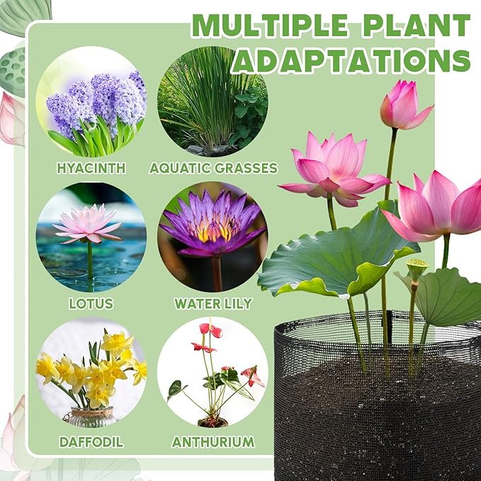 14 Pcs Pond Plant Baskets, Square Reusable Aquatic Planting Bags Breathable Mesh Garden Water Plant Pot for Water Lily Gladiolus Bog and Terrestrial Plants (7 Inch)