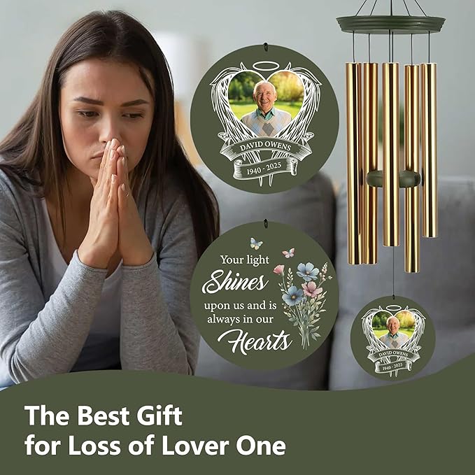 ASTARIN Personalized Wind Chimes in Memory of a Loved One, Bereavement Gifts for Loss of Father, Memorial Gifts Sympathy Deep Tone Wind Chimes for Outdoor, 30/36 inch Garden Decor(Produced in USA)