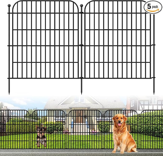 Decorative Garden Fence, 10 Panels 32 in(H) X 23.6 ft(L) Rustproof Metal Wire No Dig Dog Fence Outdoor for Yard, Temporary Tall Garden Fence Animal Barrier Decor for Yard & Patio