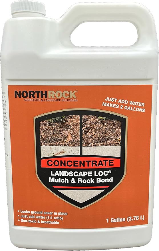 Mulch & Rock Bond Concentrated Formula - Binder for Mulch, Rock, Bark, & Pea Gravel, Strong Stabilizing Glue, Just Add Water, Makes 2 Gallons, Covers 500-1,500 sq. ft. (1 Gallon)