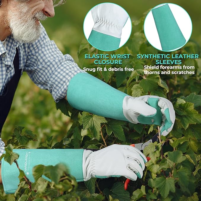 HANDLANDY Long Garden Gloves Thorn Proof for Women & Men, Rose Pruning Gauntlet Gloves, Best Protection Tool for Gardener